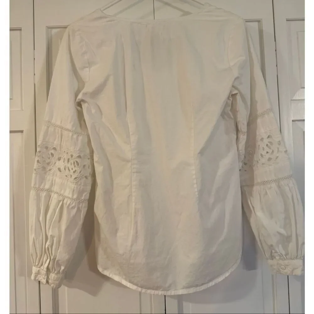 Anthropologie Maeve lace cutout puff sleeve blouse xs